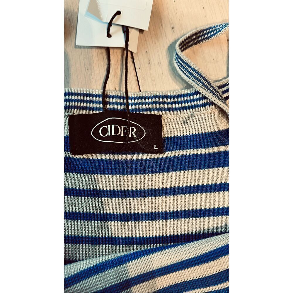 CIDER BLUE STRIPE CORSET TANK TOP WOMENS SZ L NEW - Picture 8 of 8